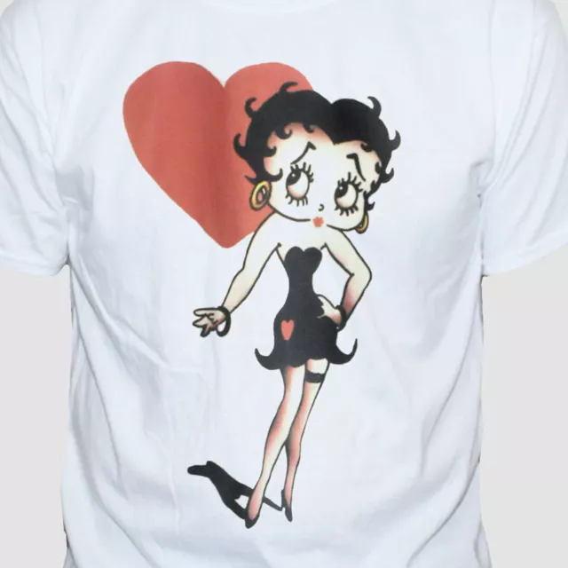 Betty Boop Pin Up Rockabilly T-shirt white cotton S-5XL HP86