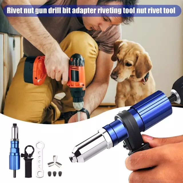 Electric Rivet Nut Gun Adaptor Insert Cordless Power Kit].. Drill Tool K2W3