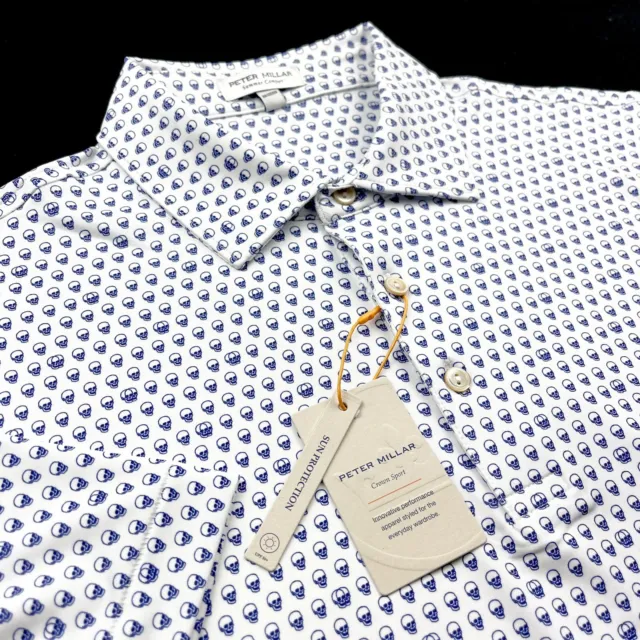 Peter Millar Crown Sport Summer Comfort Seeing Double Polo Shirt White Medium