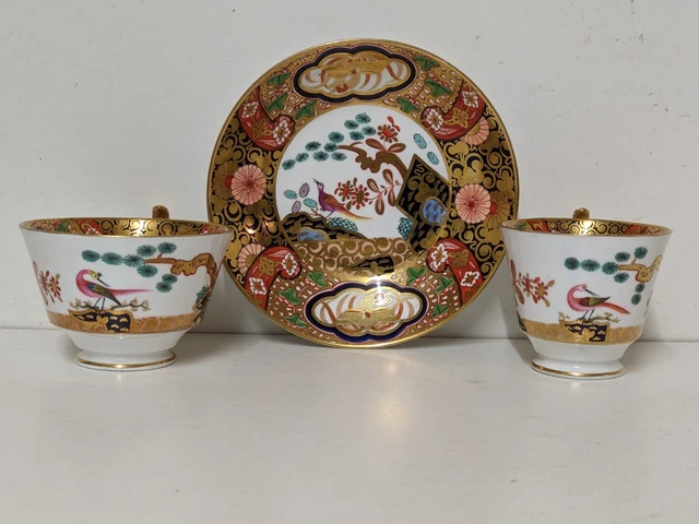 ANTIQUE REGENCY SPODE Bone China, Cups Saucer Trio Japanese