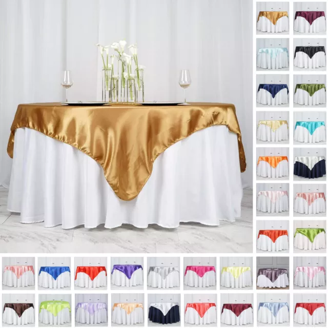 5 SATIN SQUARE 72x72" Table OVERLAYS Wedding Party Catering Covers Decorations