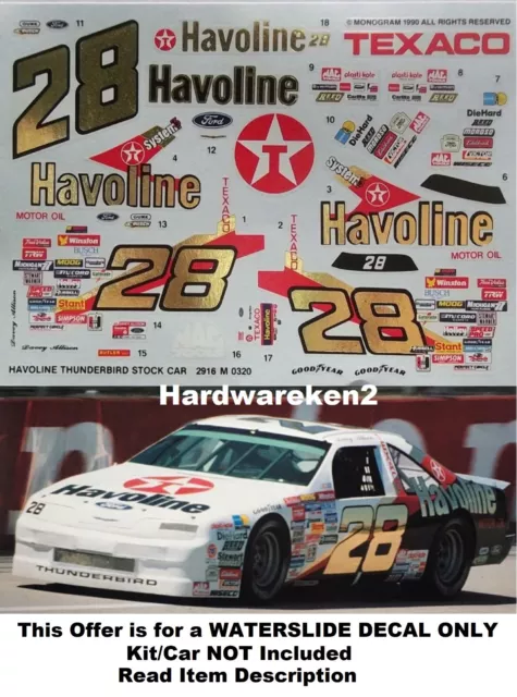 Nascar Decal #28 Havoline 1989 Ford Thunderbird Davey Allison Monogram 1/24