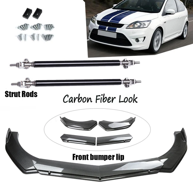 Front Bumper Lip Spoiler Splitter Carbon Fiber / Strut Rods For Ford Focus ST RS