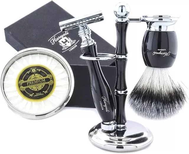 Professional Mens Shaving Kit Brush, Soap, Bowl, Stand Beard Grooming Shave Set