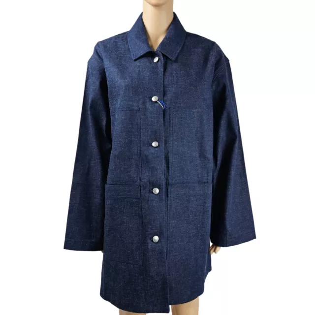 Acne Studios Bla Konst Womens Navy Cotton Denim Jacket Size 34