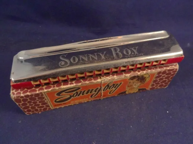 Ancien jouet  musical Harmonica en boîte Sonny boy HOHNER Germany années 30 2