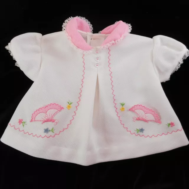 Vintage Baby Girl Top Approx 6-9 mo White with Lace Pink Butterflies Embroidery