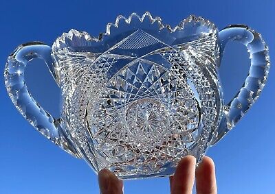 American Brilliant Period ABP Cut Glass 2 Handled Loving Cup Or Ice Bucket