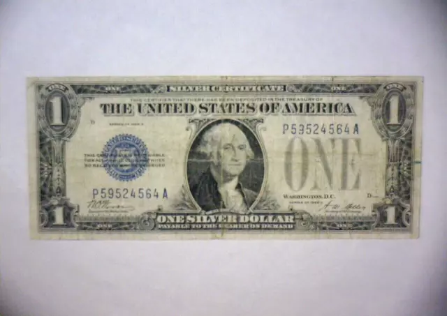 1928 A  One Dollar $1 Silver Certificate Funny Back,  🌟No Motto🌟 Blue Seal