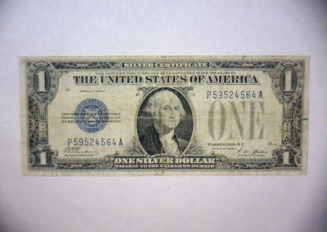 1928 A  One Dollar $1 Silver Certificate Funny Back,  🌟No Motto🌟 Blue Seal
