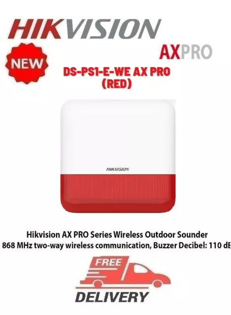 Hikvision DS-PS1-E-WE sirène extérieure sans fil rouge110 décibels
