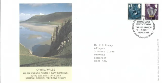 (132519) £1.10 68p GB Wales Definitive FDC Cardiff 2011