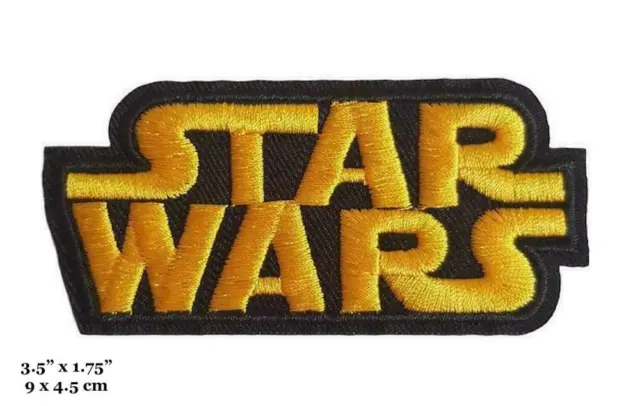 Star Wars Movie Series Name Logo Yellow on Black Embroidered Iron On Patch
