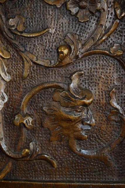 French Antique Gothic Hand Carved Wood Cupboard Door 19th 6