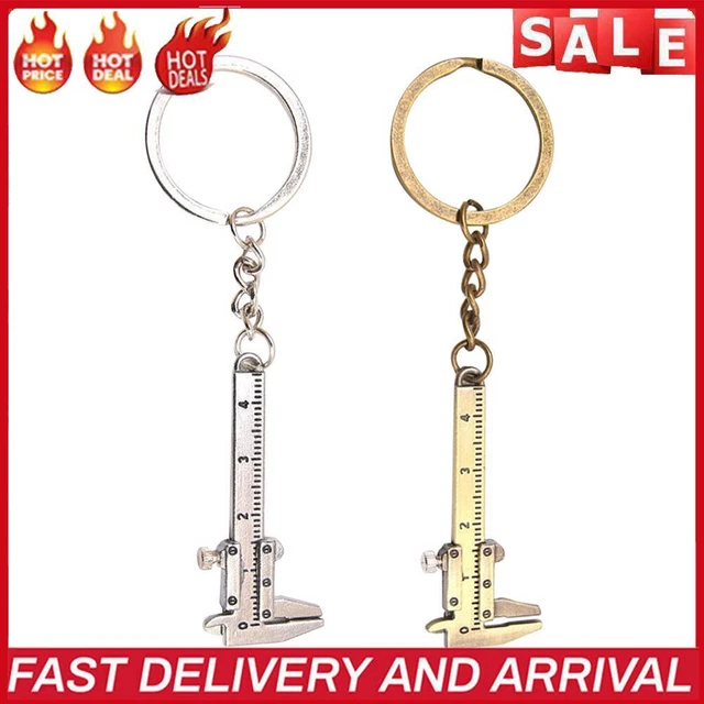 Portable Measuring Gauging Tools Simulation Model Slide Ruler Key Ring Charm