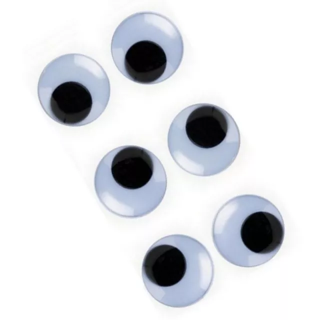 Lot de 3 paires de yeux à pupille mobile de diamètre 24 mm, 6 yeux à coller