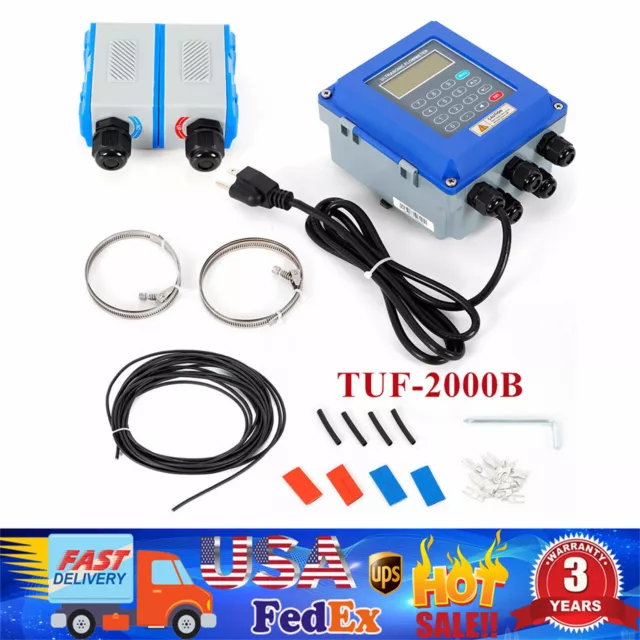 Flow Meter Ultrasonic TUF-2000B Wall Mounted Liquid Flowmeter + TM-1 Transducer