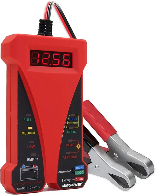 12V Digital Battery Tester Voltmeter and Charging System Analyzer w/ LCD Display