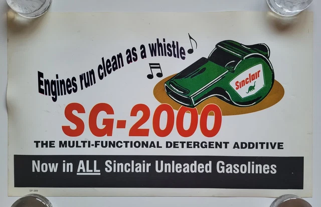 1980'S SINCLAIR OIL GAS STATION SIGN POSTER 20x12 ADVERTISING DINO AUTO RACING