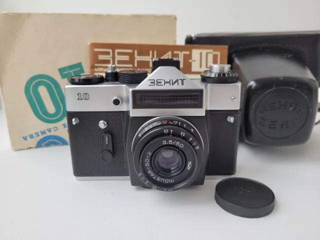 1982 made! Near Mint! Boxed! Film Camera Zenit 10 + Industar 50-2 3.5/50mm USSR