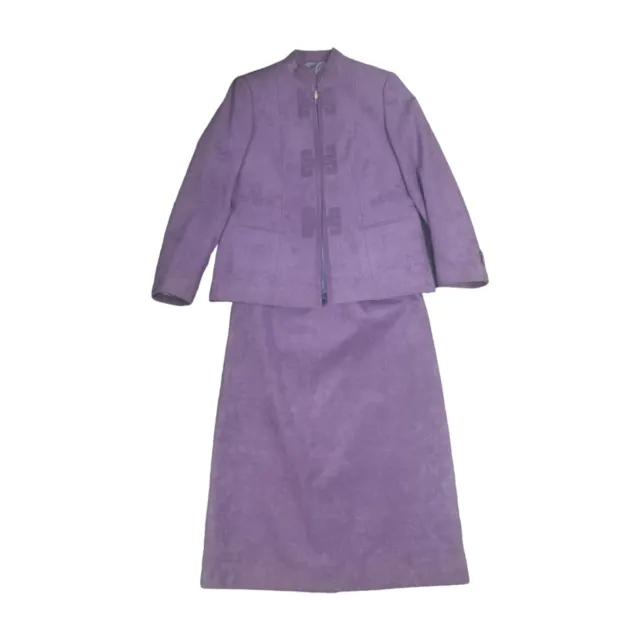 Vintage Suede Purple Blazer Skirt Set Approx Size M (10)