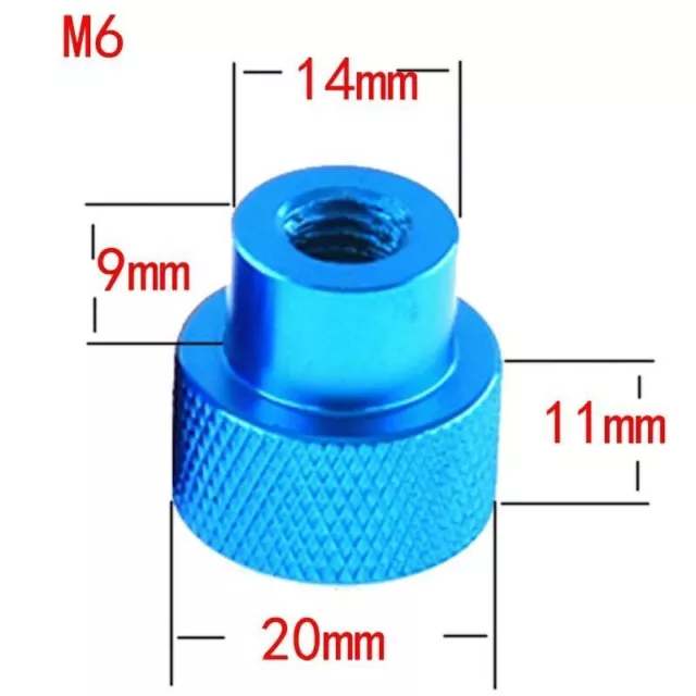 1pcs M6 Colorful Aluminum Alloy Hand Nuts Blind Hole Kunrled Nut 20mm Head Dia