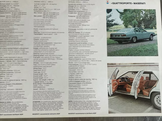 The Maserati Quattroporte Range Car Sales Info Brochure Sheet Frameable 2