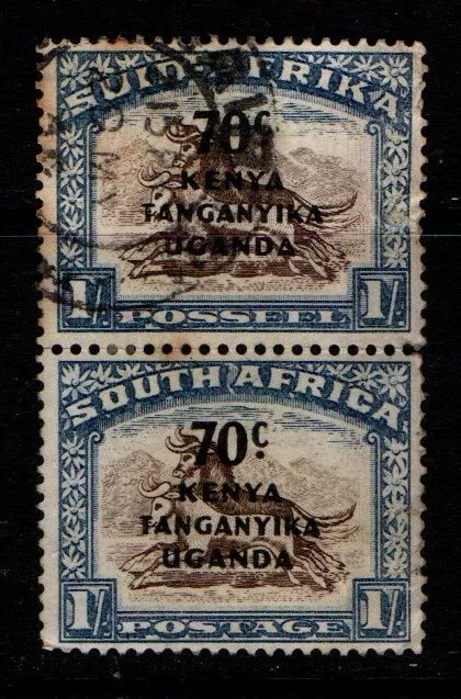 Kenya Uganda Tanganyika KUT 1941 1942 70c on 1/- South Africa pair SG154 Used