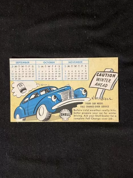 Vintage Advertising Ink Blotter 5 1/2" x 3 1/4" Shell Oil Calendar