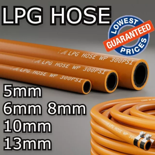 Orange LPG Gas Hose Pipe ISO3821 Liquid Propane Butane Gas Camping Caravan BBQ *