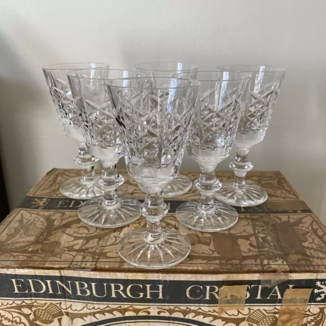 Set Of 6 Edinburgh Crystal Vintage Spirit / Aperitif Glasses In Box