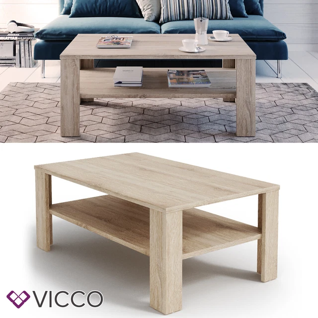 Table basse Vicco Lea, plateau réglable en hauteur, table de salon
