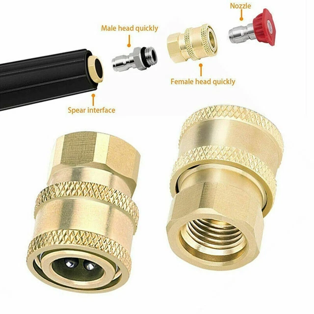 2x Pressure Washer Coupler Brass Fittings 1/4 Inch Quick-Connect To Female Kits