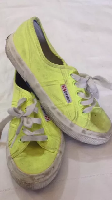 Superga - scarpe da ginnastica - n° 35 - colore giallo - con stringhe - USATE