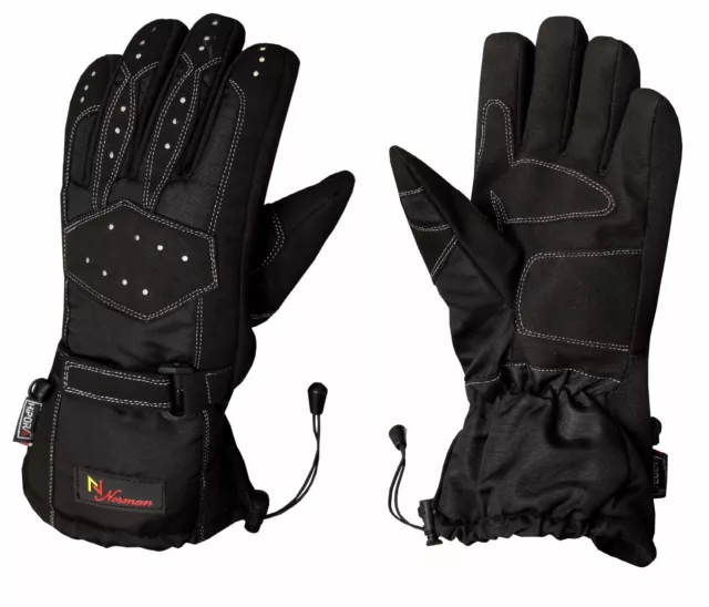 Black Tracker Textile Waterproof Thermal Winter Motorcycle Motorbike Gloves