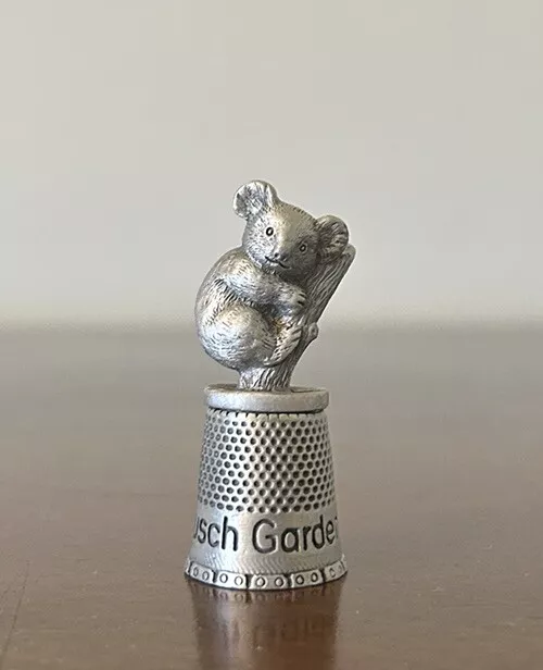 Vintage 1979 Fort Pewter Thimble Koala Bear Busch Gardens Souvenir