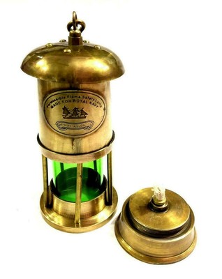 colore: verde con bordi in ottone Lanterna in vetro da minatore stile Royal Navy londinese Ares India 15 cm 