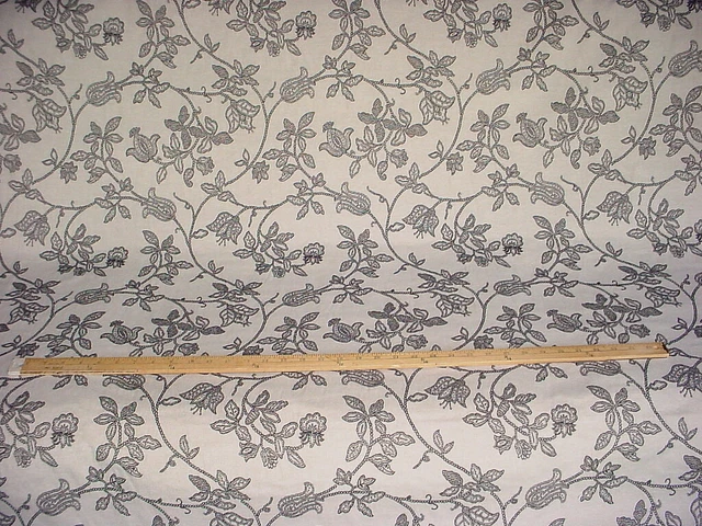 14-3/8Y Kravet Lee Jofa Floral Damask Grey White Drapery Upholstery Fabric