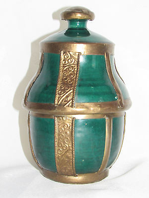 01C9 Antique Jar Butter Jobbana Brass Repousse Art Islamic Morocco Fes