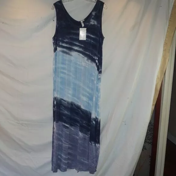 Cable & Guage NWT Marbled Art Silky Long Tie Dye Slip Maxi Dress Vacation XL