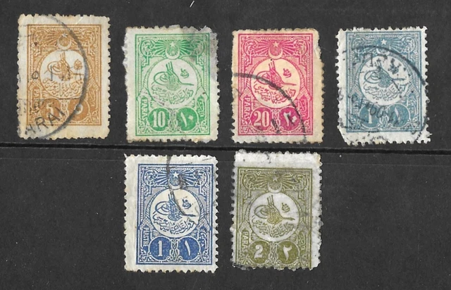 Turkey 1908 Ottoman Postage Stamps 6 x Values Used