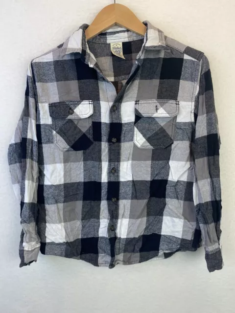 FADED GLORY GREY Chamois Flannel Shirt Mens Large Long Sleeve Button ...