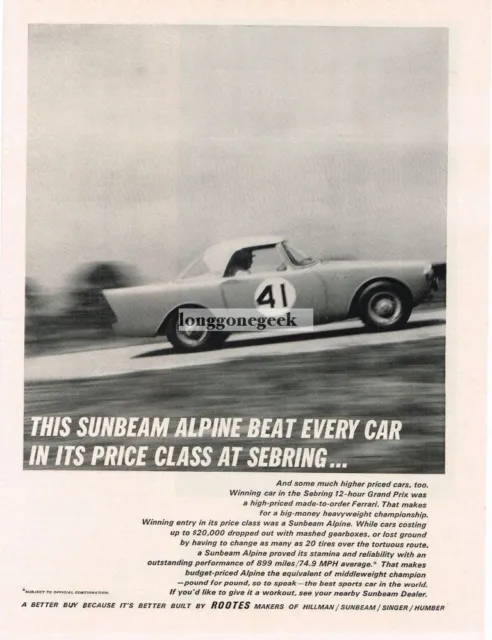 1962 Sunbeam Alpine race car Vintage Ad