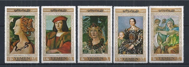 Nordjemen 1970 Min.: 592 - 596 Malerei Kunst Raphael Botticelli Angelo