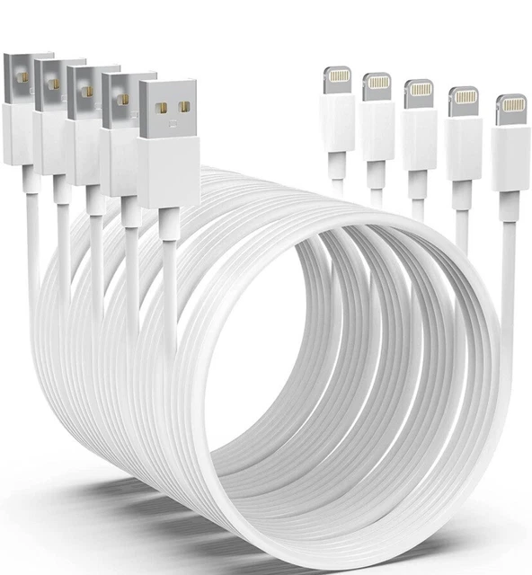 5-Pack Apple MFi Certified Long iPhone Charging Cables - Fast & Compatible!
