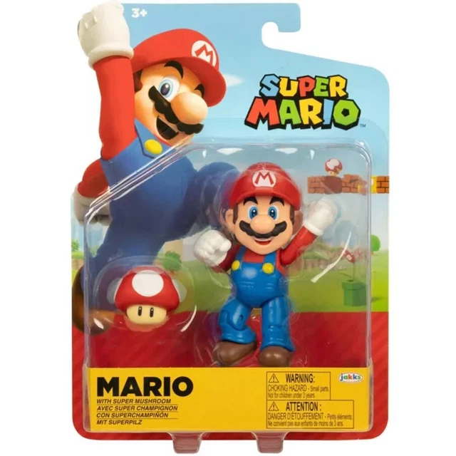 SUPER MARIO 4 Inch Mario with Super Mushroom Action Figure New Toy Gift 3+ EUR 15,92 - PicClick FR
