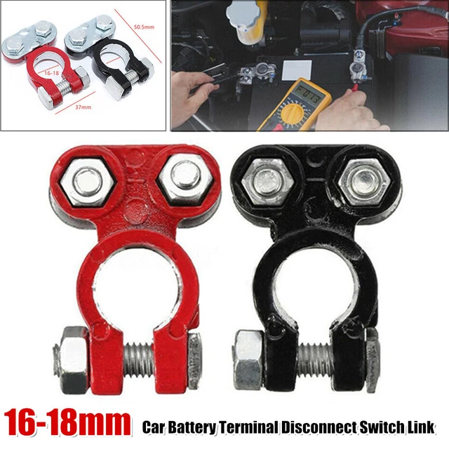 2×Heavy Duty Battery Top Post Cable Terminal Wire Disconnect Switch Link 16-18mm