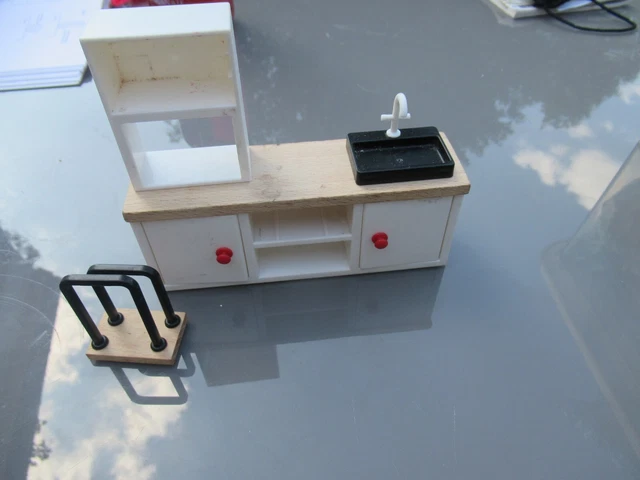 MEUBLE MAISON DE poupée en bois - Vintage - cuisine EUR 5,00 - PicClick FR