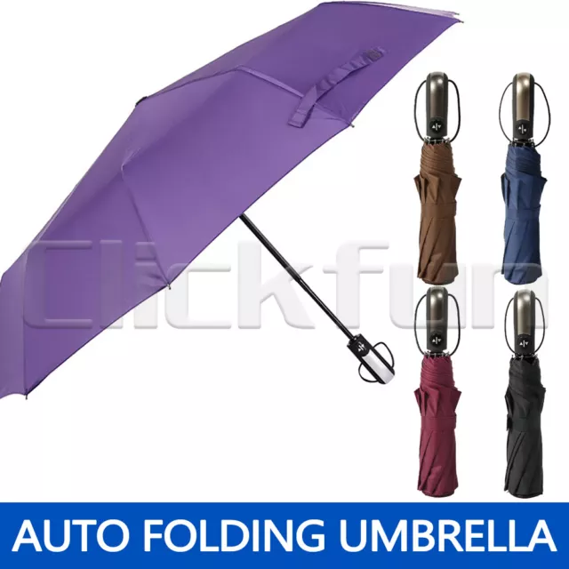 10Ribs Automatic Umbrella Compact Folding Auto Open Close  Anti Rain Windproof