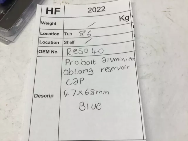 Pro Bolt Aluminium Oblong Reservoir Cap 47 x 68mm Blue HF2022 T86 2